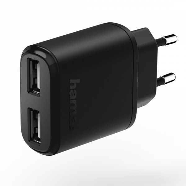 Hama Charger, 2x USB, 2.4 A, black(173623)