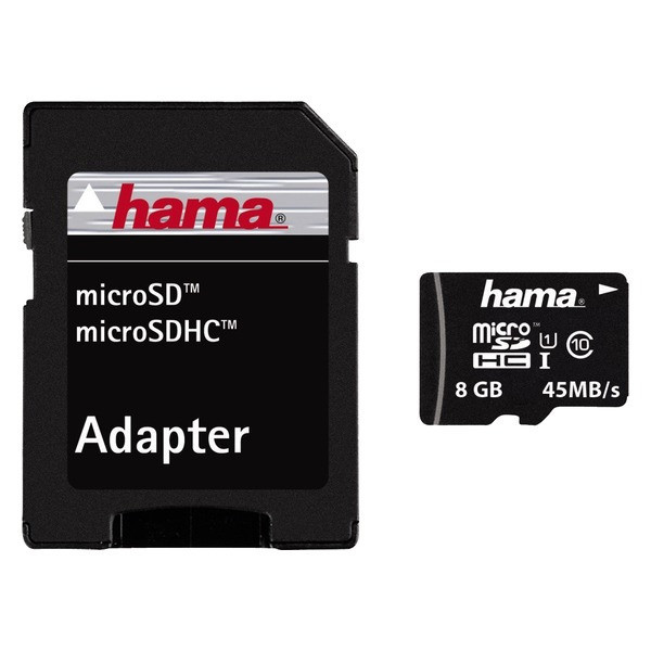 Hama microSDHC 8GB Class 10 + Adapter