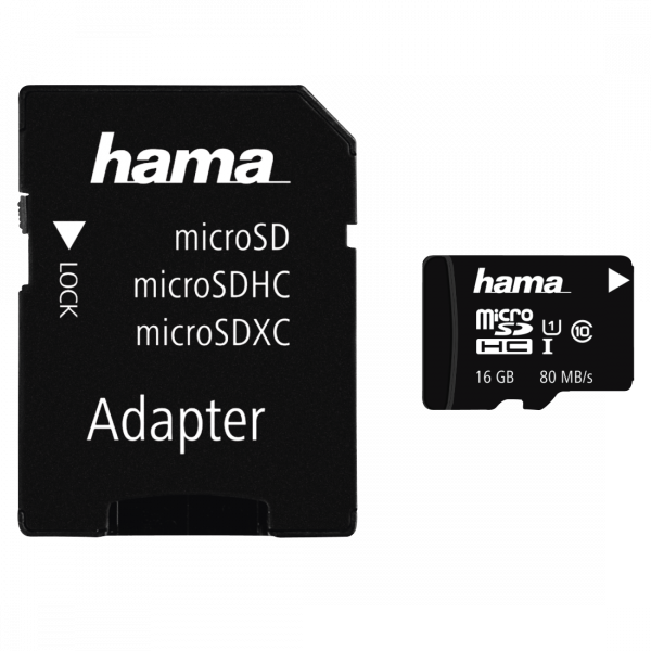 Hama microSDHC 16GB Class 10 UHS-I + Adapter